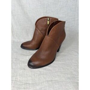 Vince Camuto Women's Franell Cognac Leather Ankle Booties with Side Zip Sz 6